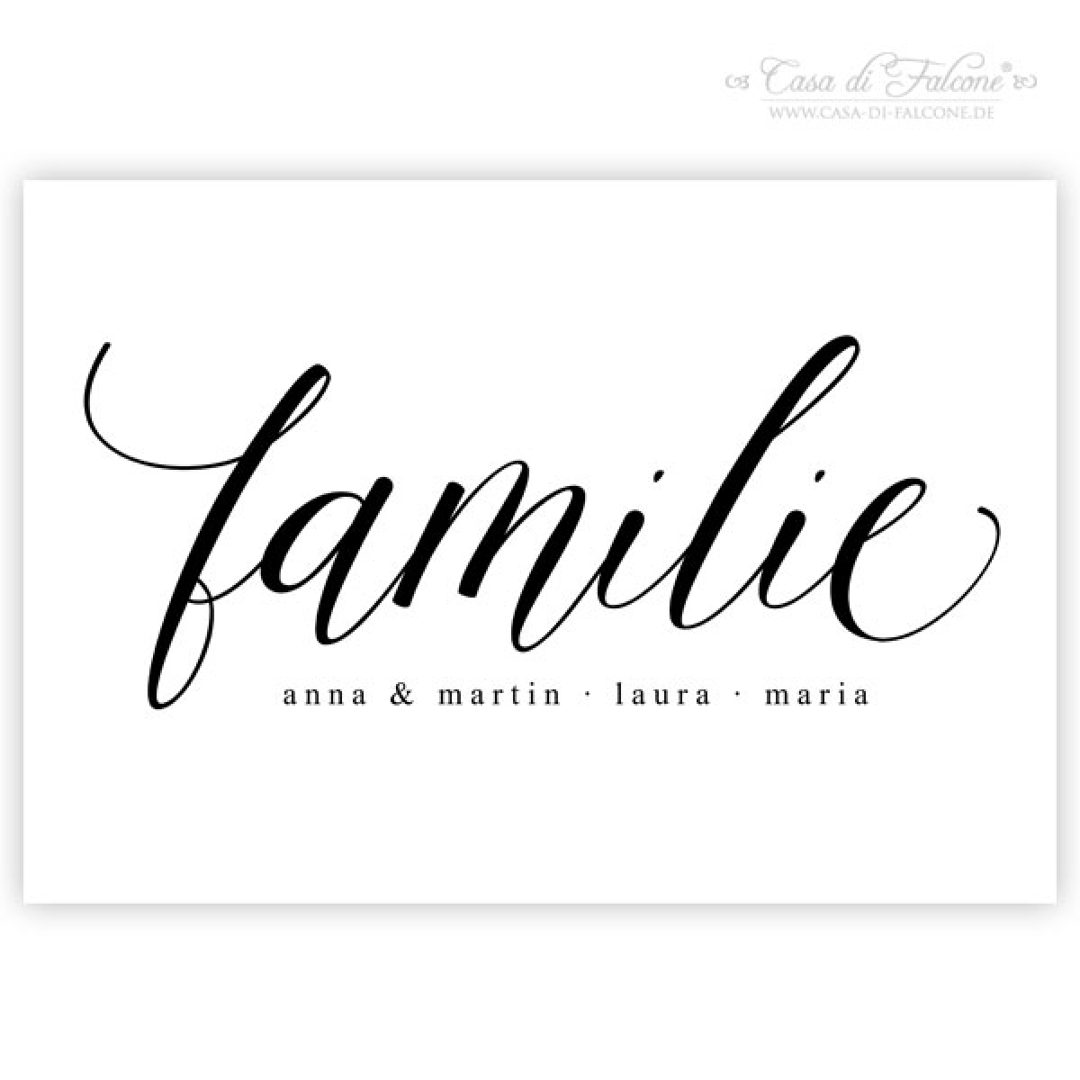 Personalisiertes Poster Familie, Kalligrafie | Casa di Falcone